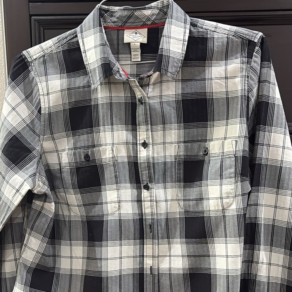 Ladies  Black and White Plaid Shirt
